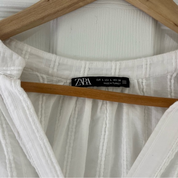 Zara White Long Sleeve Blouse Large - Picture 4 of 4